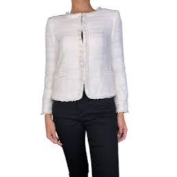 Alice + Olivia White Textured Boucle Tweed Jacket