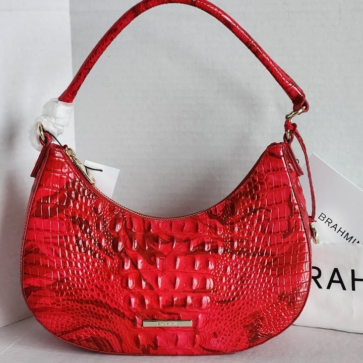 Brahmin Small Bekka Red Flare Leather Shoulder Bag NWT