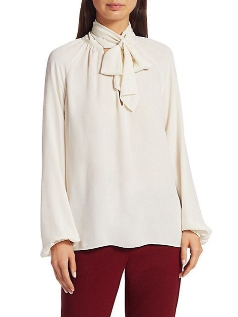 Theory Silk Tieneck Top
