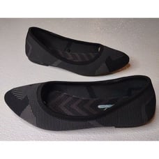 Skechers Women's Cleo Wham Memory Foam Black Chevron Knit Ballet Flats Size 7