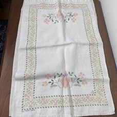 Vintage Kitchen Dish Tea Towel Set 2 Pink and Grey Hearts Ivy Vines