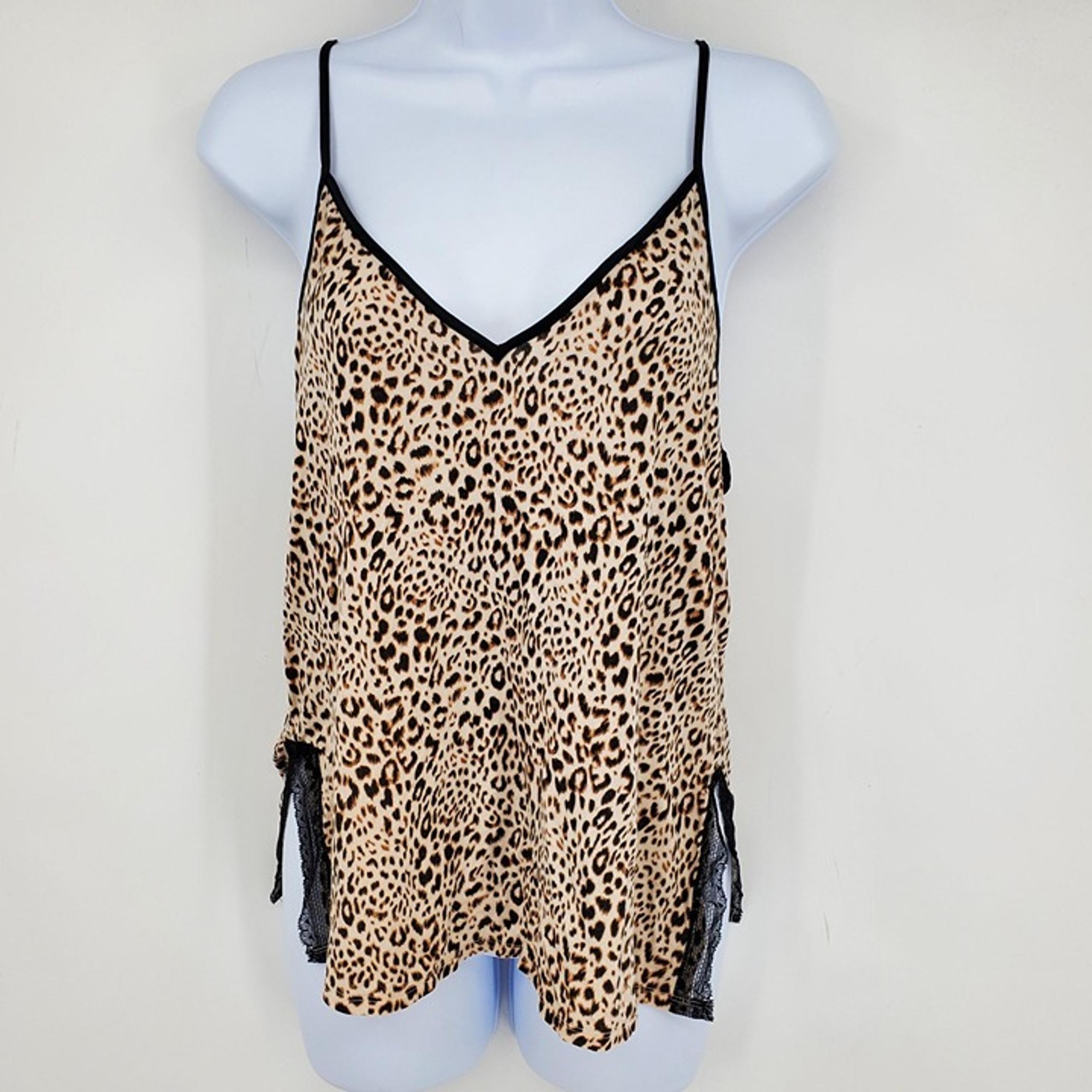 Victoria's Secret Cheetah Print Double V Neck Cami Lingerie Top Side Slide Mediu