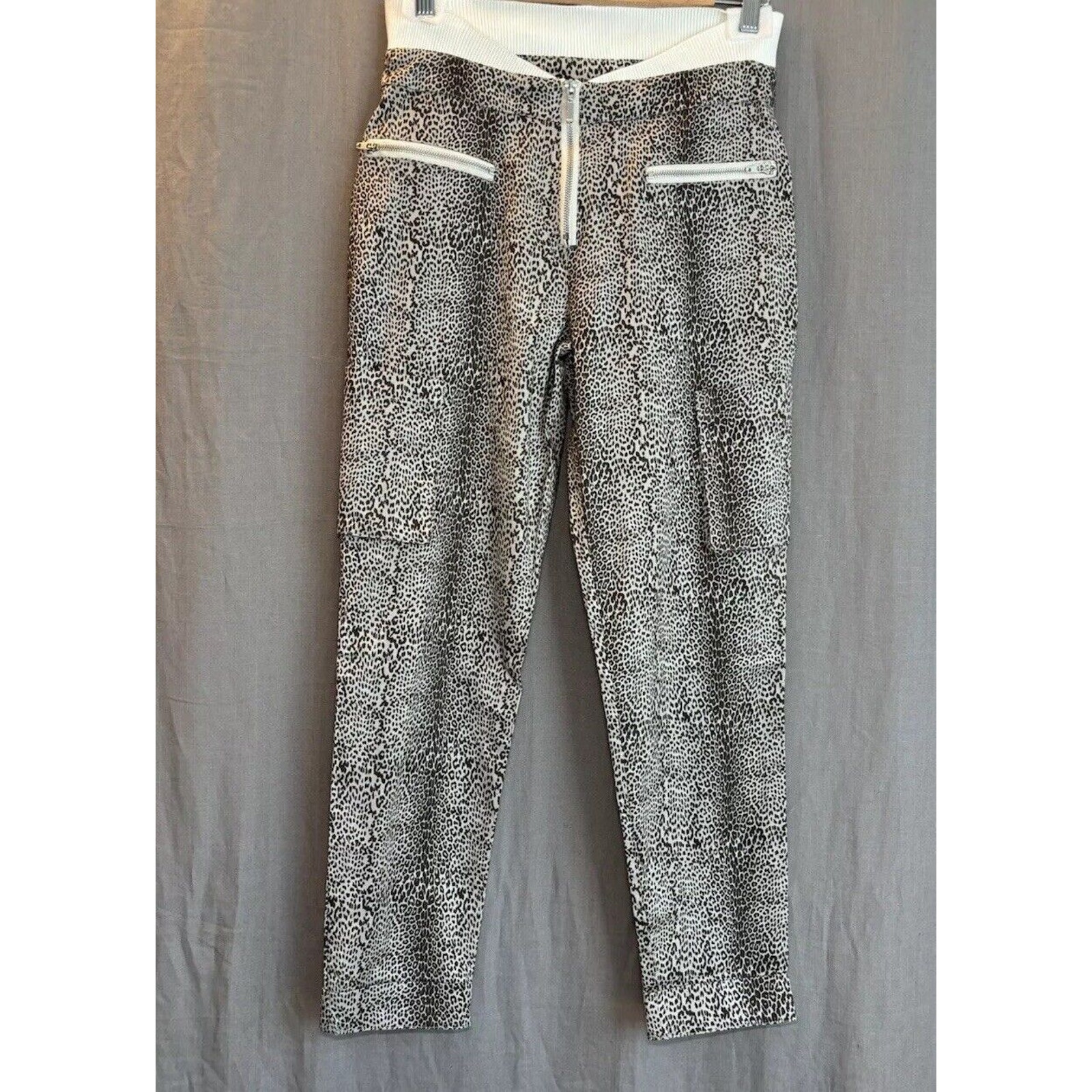 NWT Chaser Cargo Womens Leopard Animal Print Joggers Y2K Zip Up Size Small