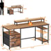 61 Desk with Fabric File Drawer, Reversible Computer Desk with Shelves