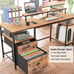 61 Desk with Fabric File Drawer, Reversible Computer Desk with Shelves