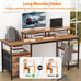 61 Desk with Fabric File Drawer, Reversible Computer Desk with Shelves