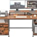 61 Desk with Fabric File Drawer, Reversible Computer Desk with Shelves