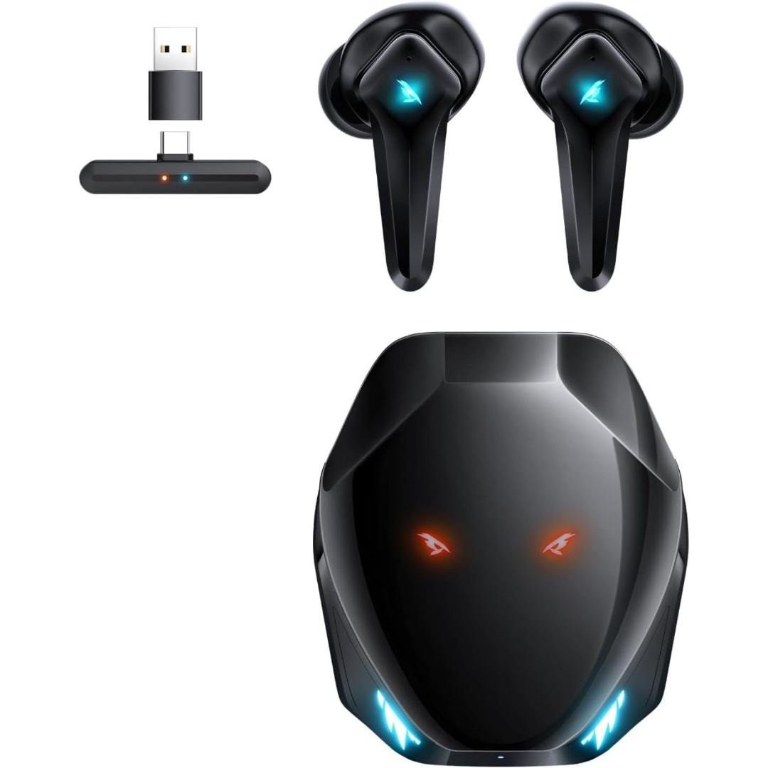 V1 Gaming Earbuds, 2.4Ghz Dongle, 3D Stereo Sound, Bluetooth 5.3