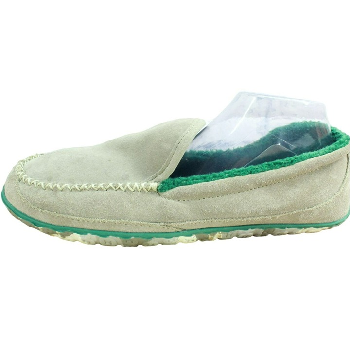 LL Bean Mens Gray Suede Fleece Lined Rugged Nonslip Mountain Slippers Size 10 M
