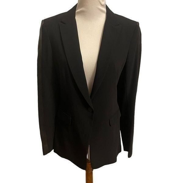 Rag & Bone Store Executive Black Lamb Leather Trimmed Single Button Blazer