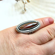 Vintage sterling silver jasper statement ring Southwest native style oval sz 6