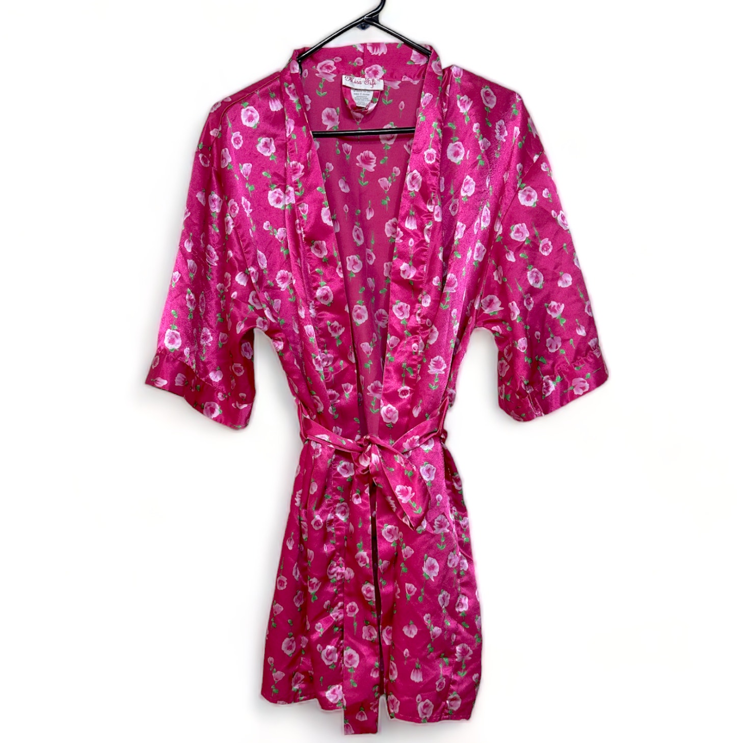 Miss Fifi Pink Floral Silky Robe Size Large