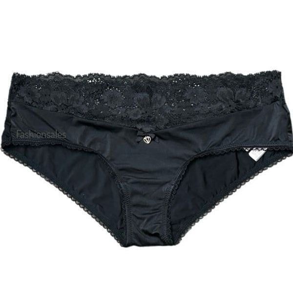Victorias Secret Body Supersoft Satiny Lace waist Hiphugger panty black Medium