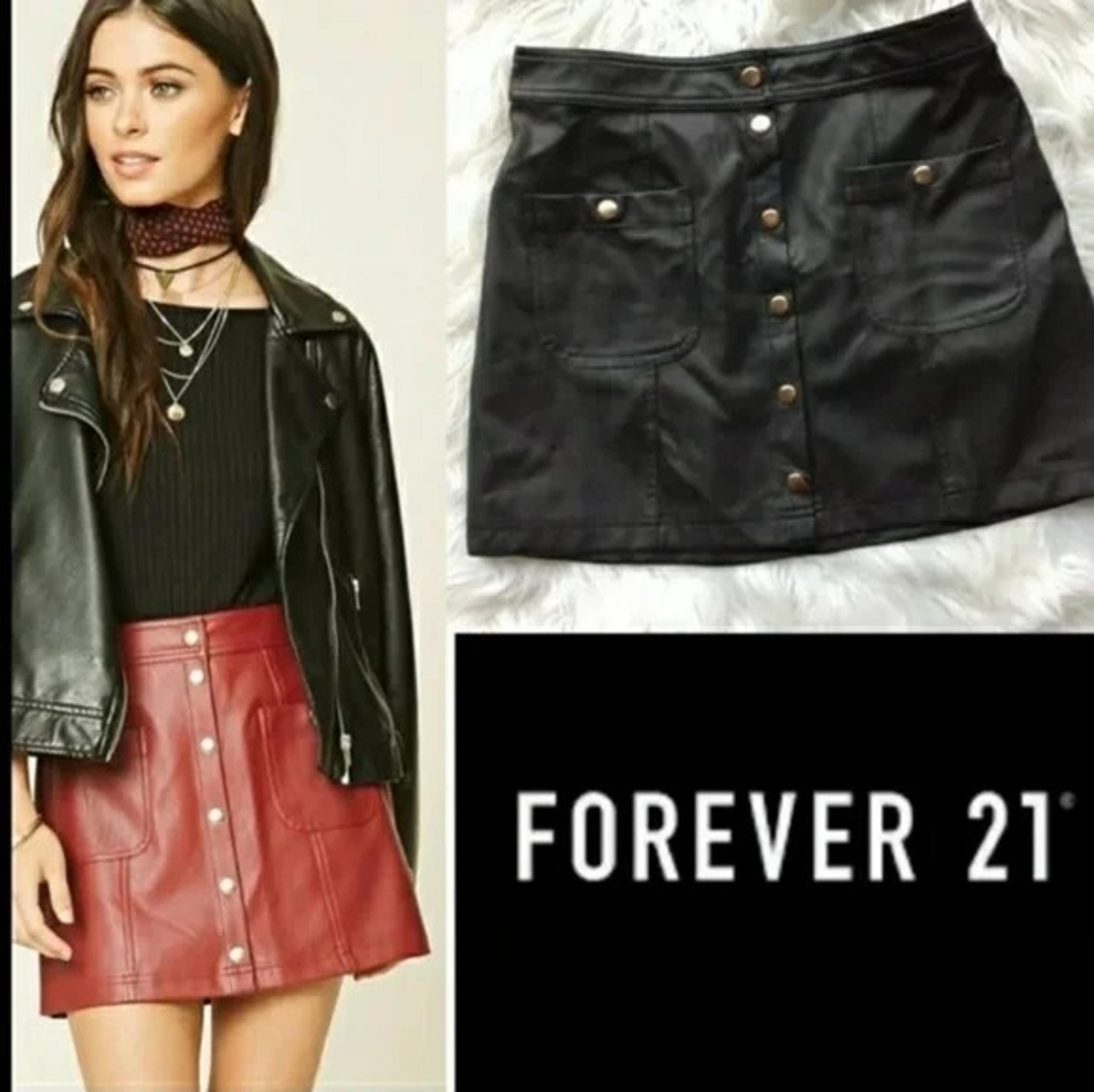 Forever 21 Faux Leather Button Down Mini Skirt.