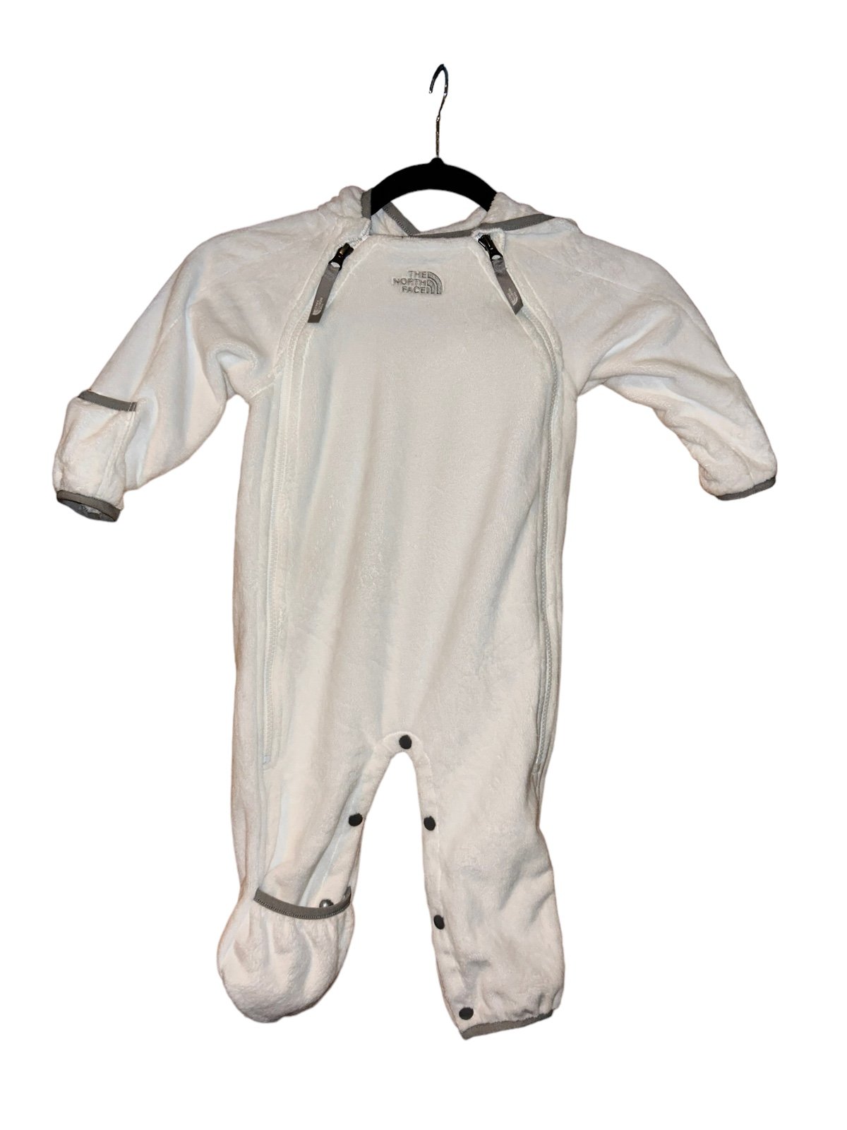 The North Face Fleece Bunting One Piece Baby White Hooded Suit 6-12 months