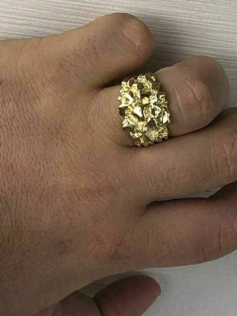 Nugget 14k Over 925 Silver Ring Heavy