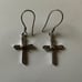 925 Silver cross earrings cz stones halo french wire