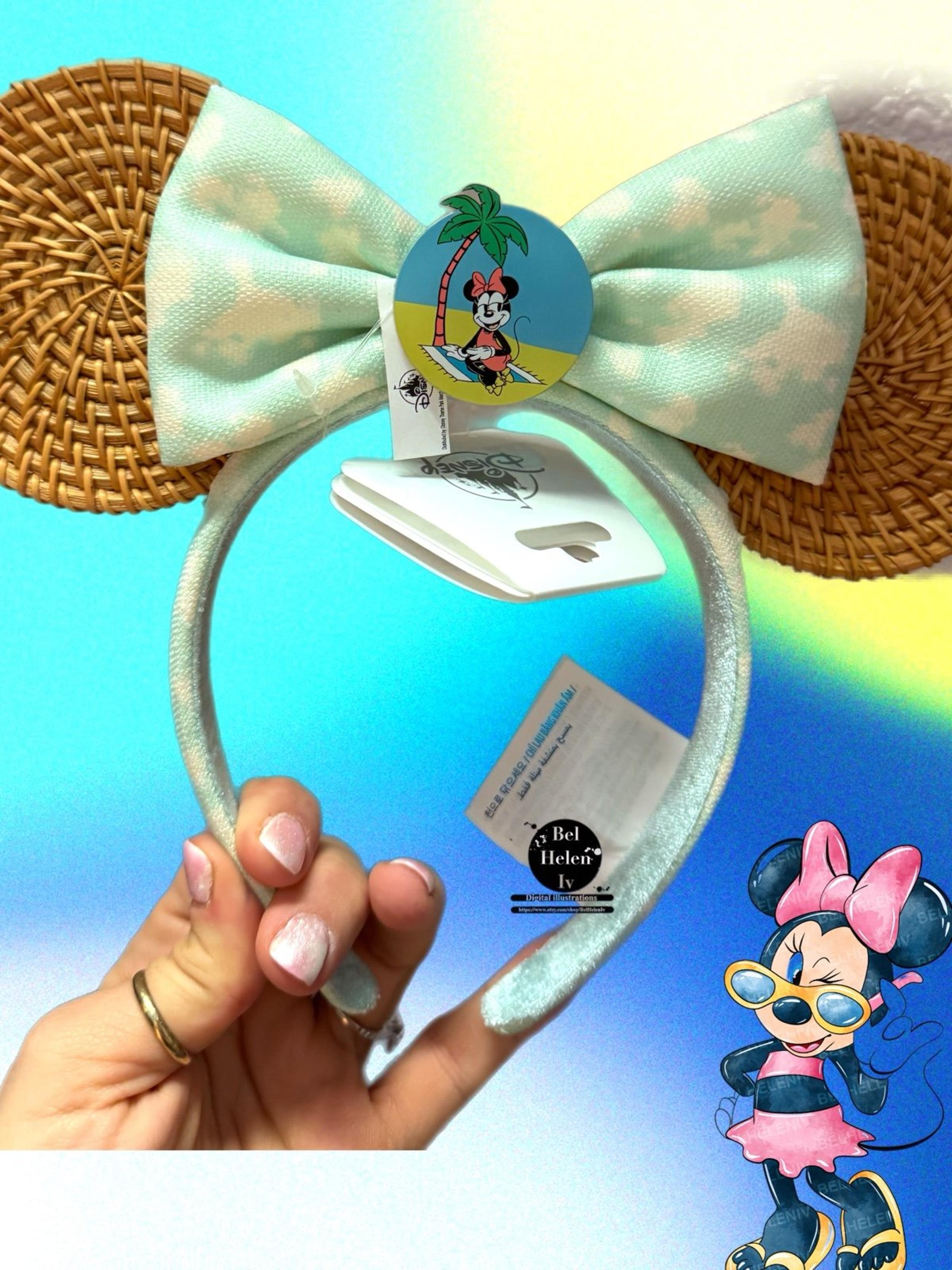 NWT Disney Parks Minnie Mouse Summer Tropical Palm Tree Rattan Headband Ears