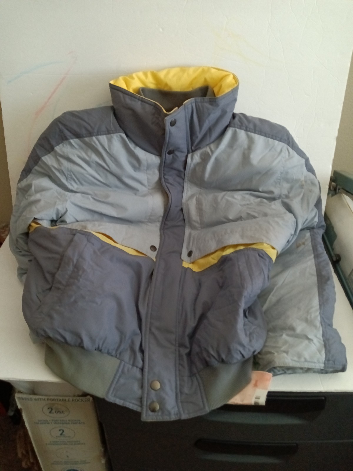 Libertybell winter Jacket gray yellow high quality LARGE