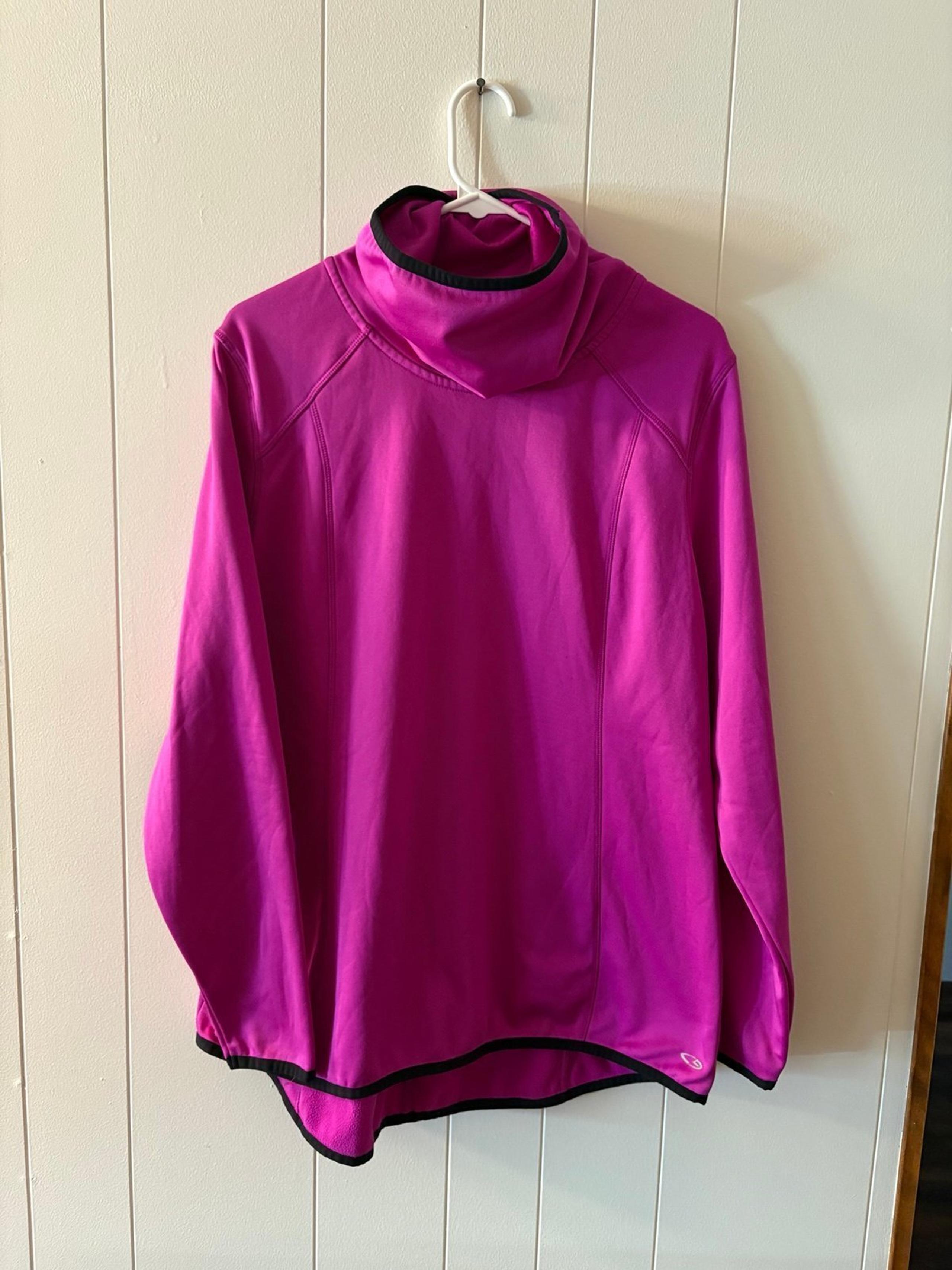 Champion women’s extra large, bright, pink athletic sweatshirt, Cowl neck EUC