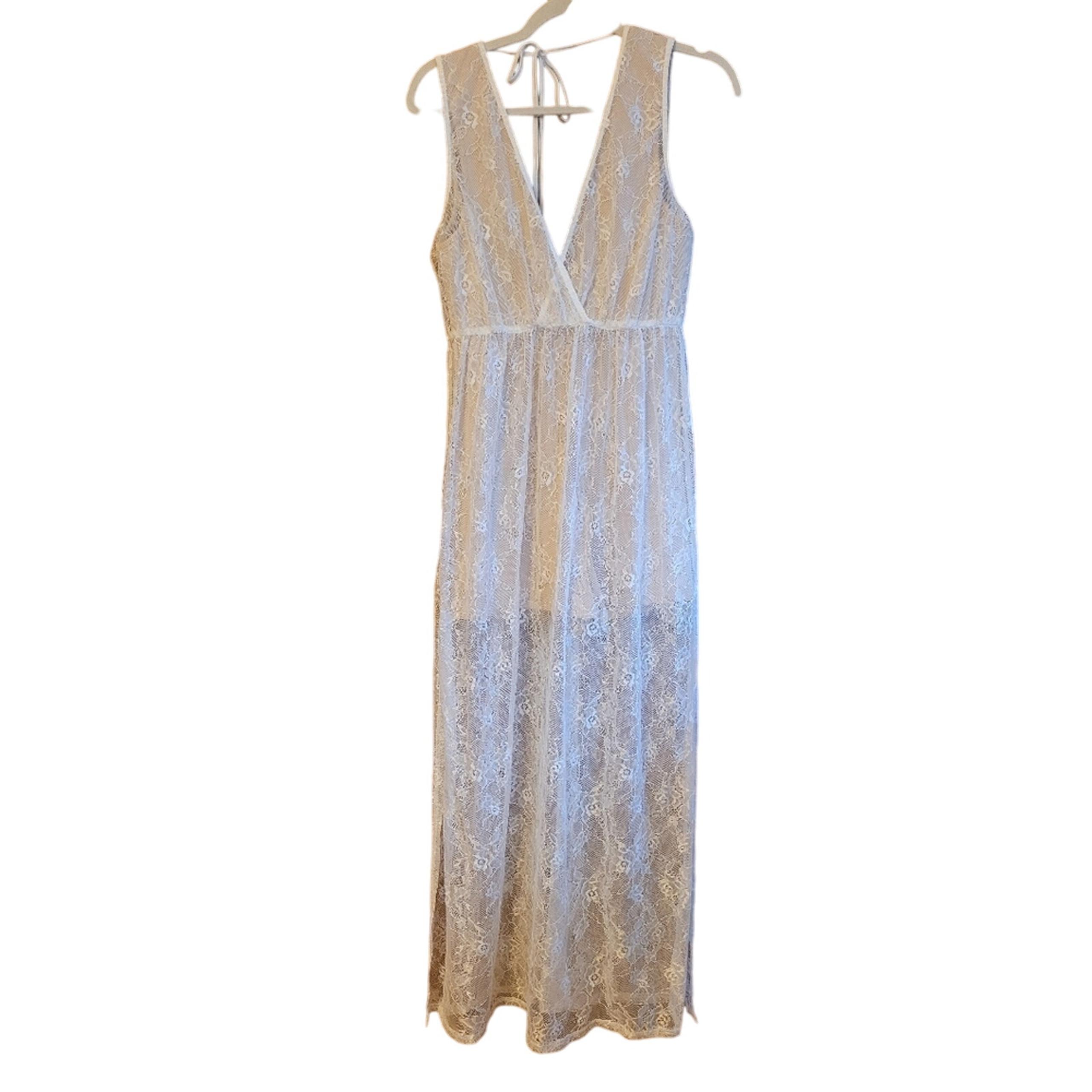White Maxi Dress/Romper Ark & Co Size Small Sheer Layering Soft