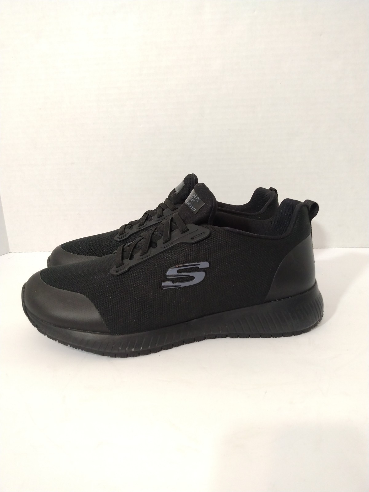 Womens Skechers 77222W Squad Black EH Slip Resistant Work Shoes Sz 10 Wide