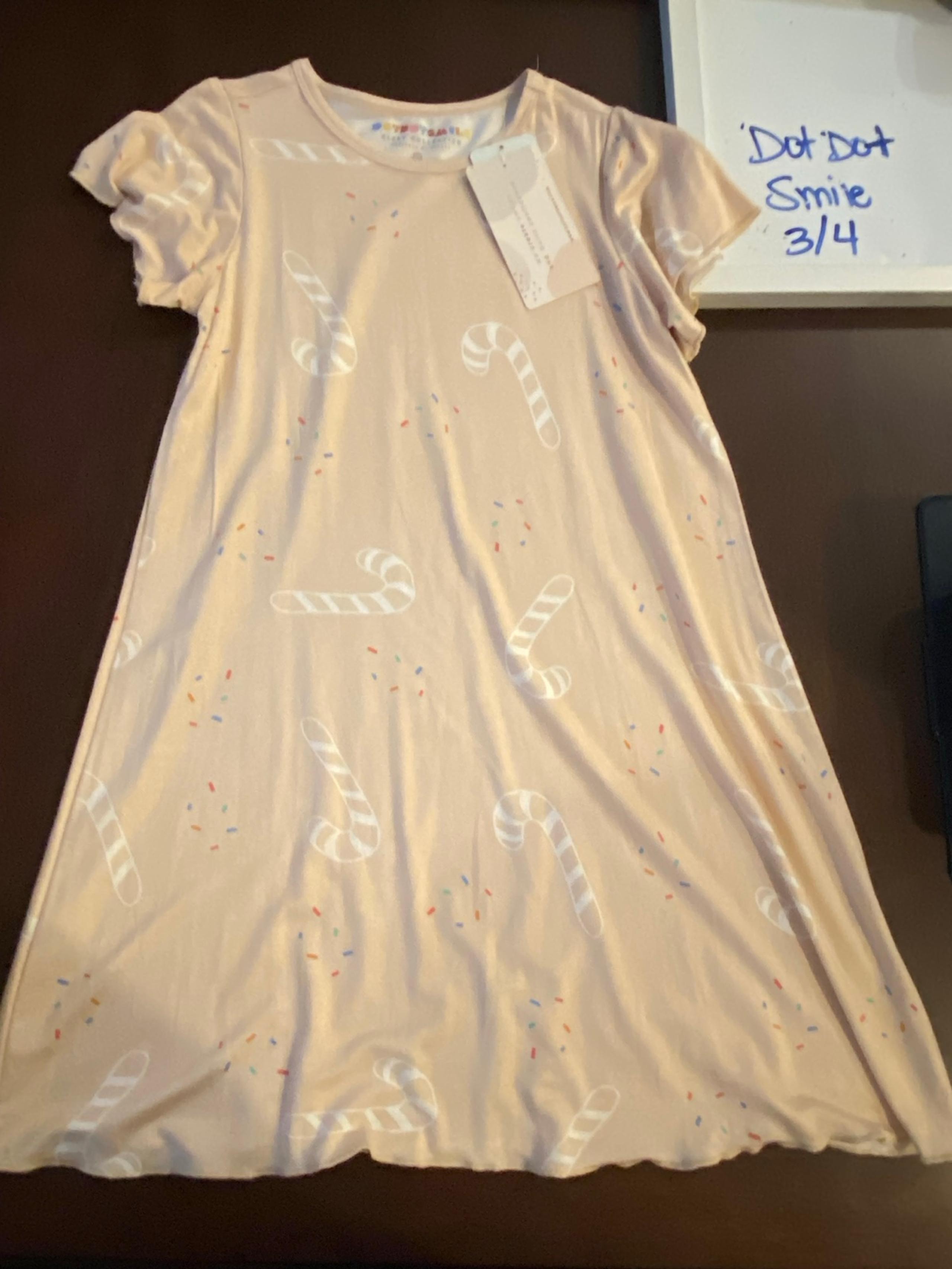 NEW NWT Dot Dot Smile sz 3 4 Sleep Collection Beige dress candy canes nightgown