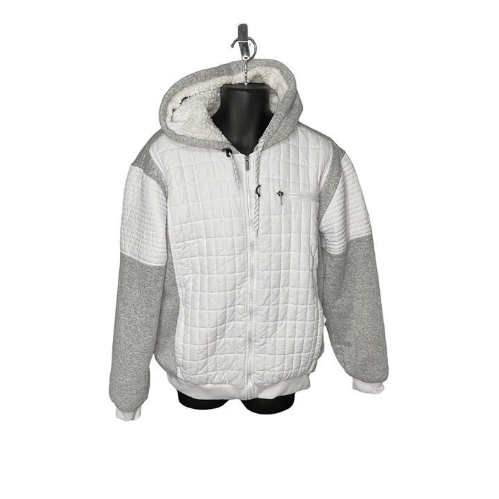 Blue Gear Mens XL White Gray Fleece Lined Jacket Coat Warm
