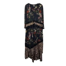 Kate & Mallory lace floral leopard multiprint maxi dress Sz XL boho festival