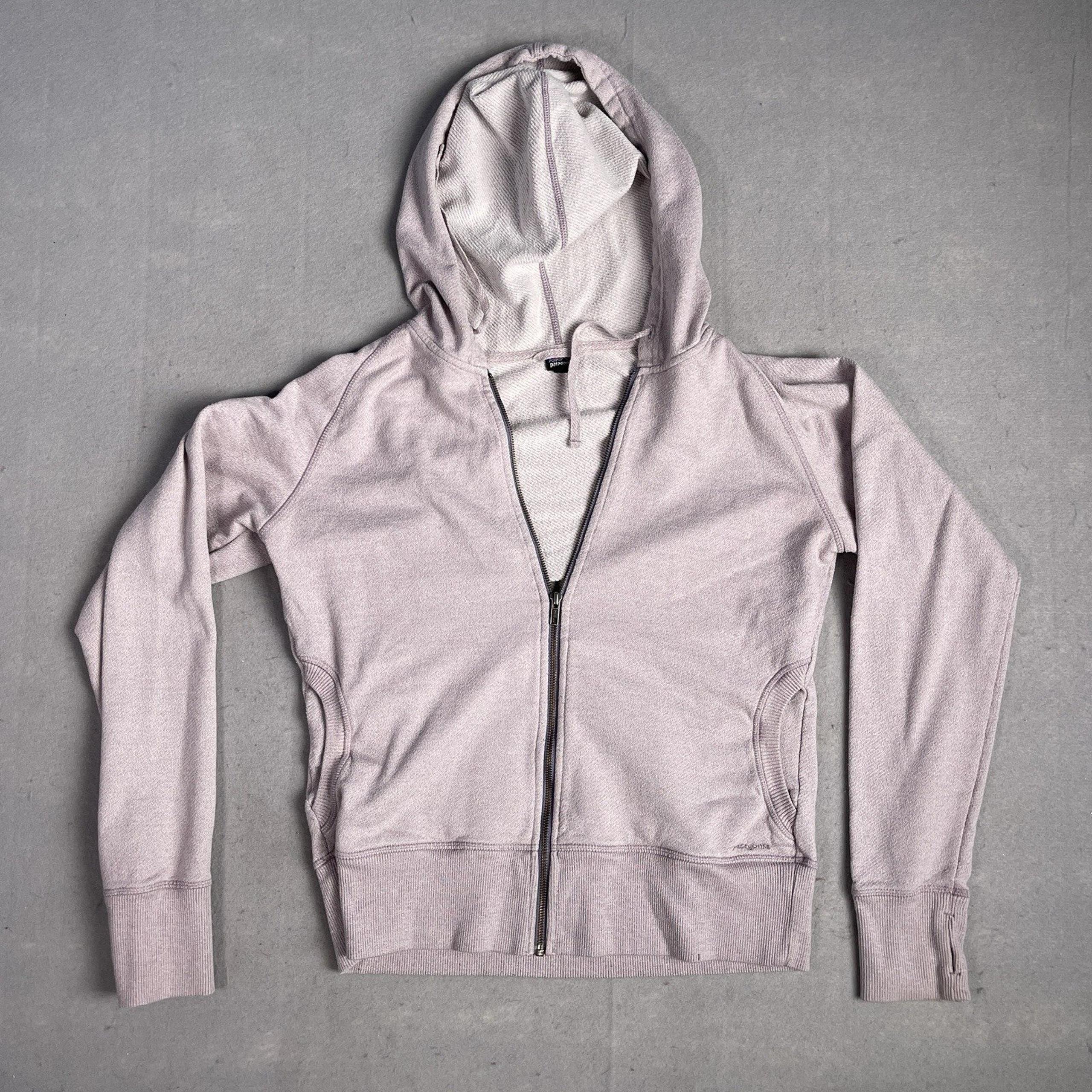 Patagonia Hooded Full Zip Hooded Sweater Women's Pink Large Terry Cloth
