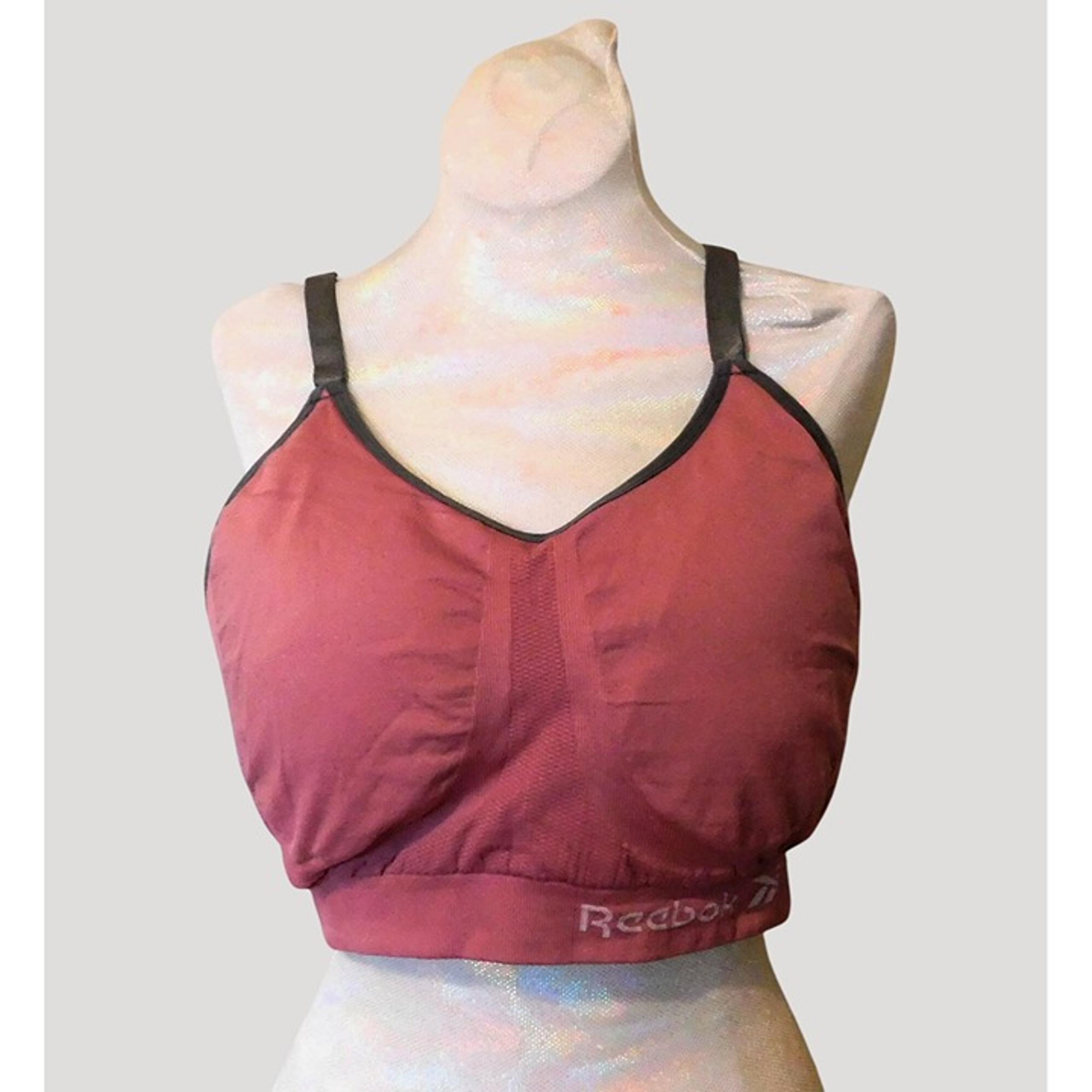 Reebok Sports Bra Racerback 2XL Pink Gray Trim Adjustable Straps Removable Pads