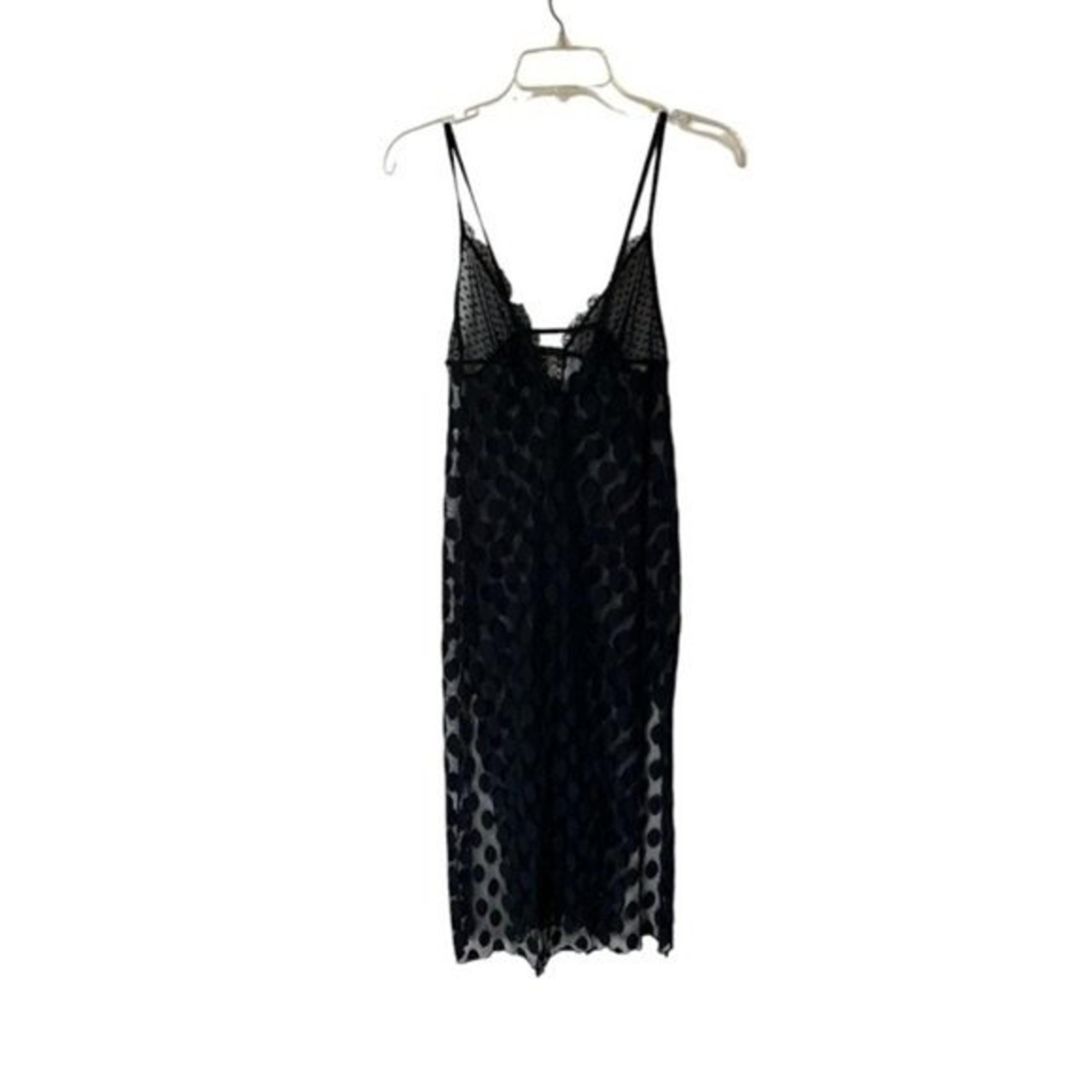 Smart & Sexy Black Sleeveless Sheer Mesh Polka Dot Lace Nighgown Lingerie