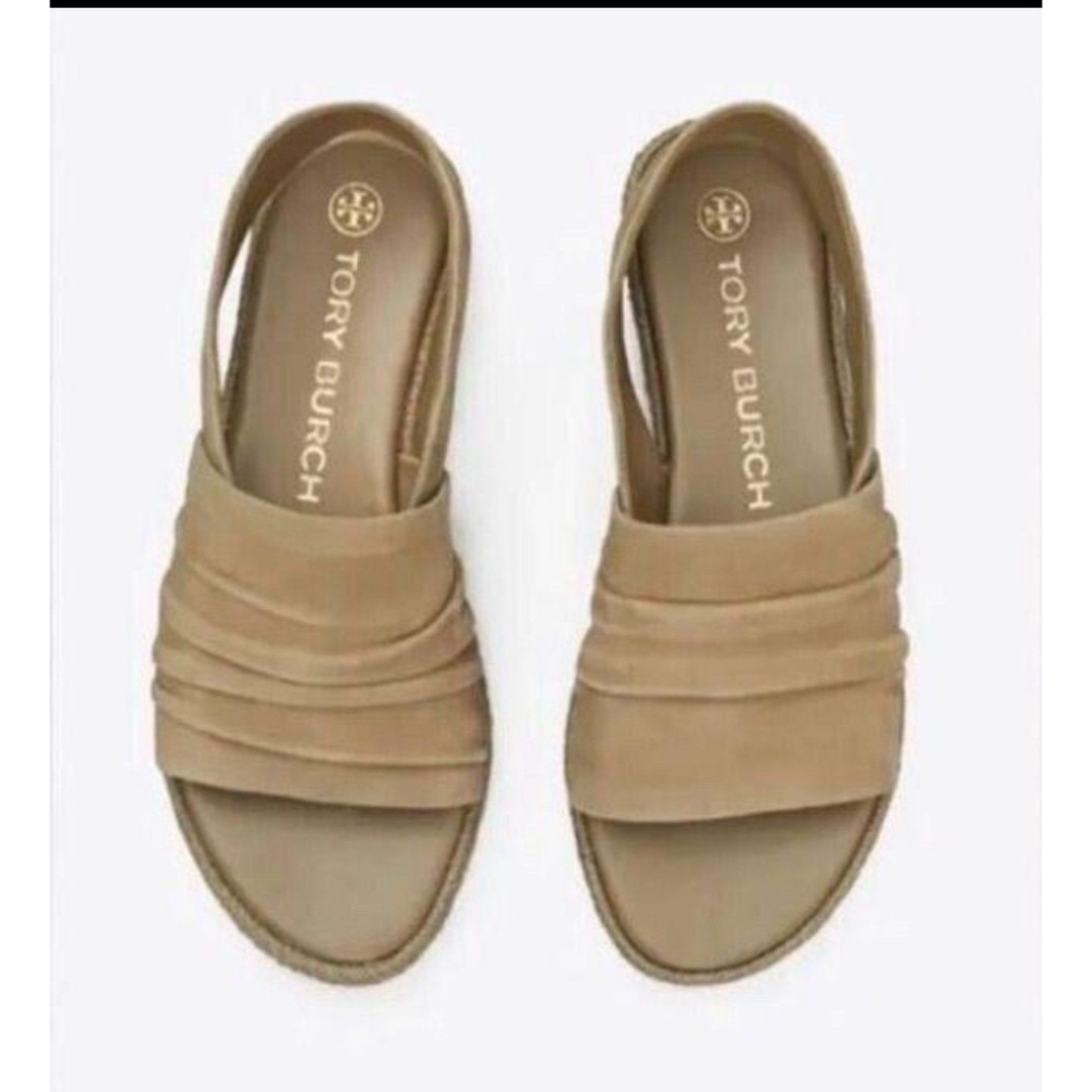 TORY BURCH SLING BACK SUEDE ESPADRILLE SANDALS IN NEUTRAL SZ 6