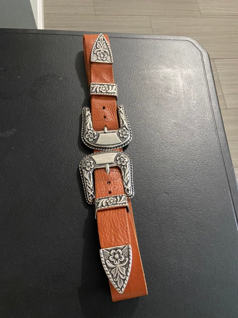 Brave Leather Daphne Double Buckle Leather Belt