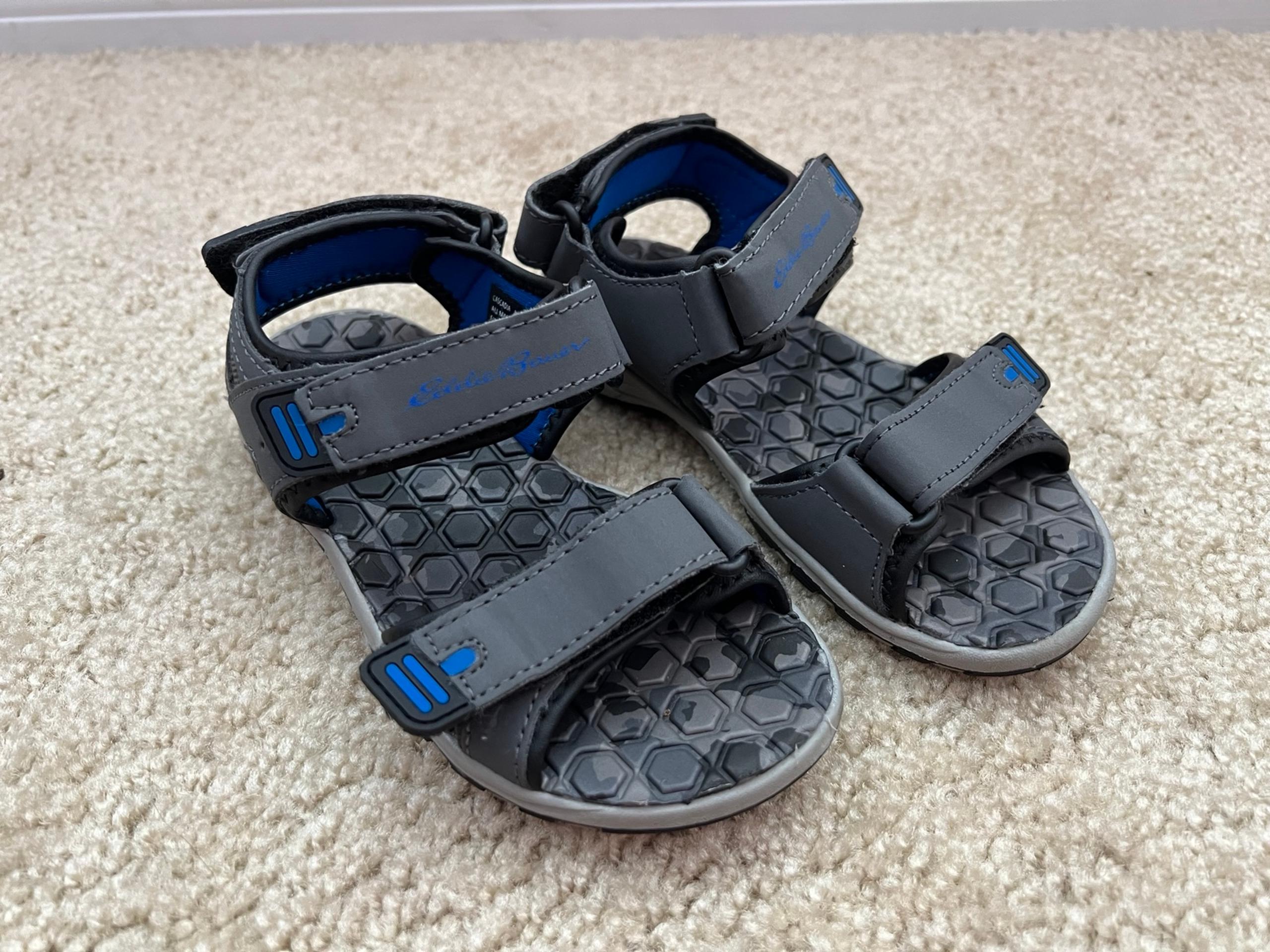 Eddie Bauer boys blue and gray velcro strap sandals Size 12