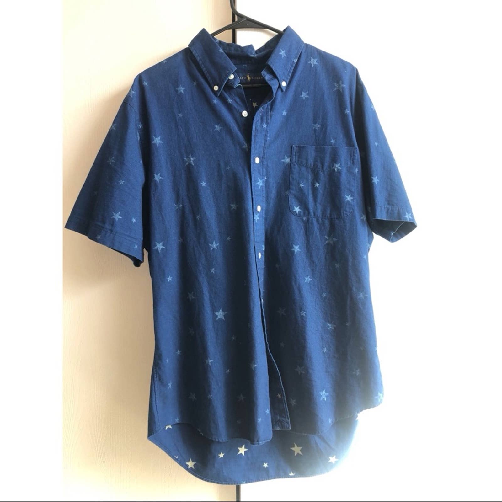 Ralph Lauren Dark Denim Slim Fit Button Down - Dark Jean Star Patterned shirt
