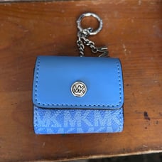 Michael Kors Jet Set Travel AirPod Case Key Ring Chain South Pacific Blue