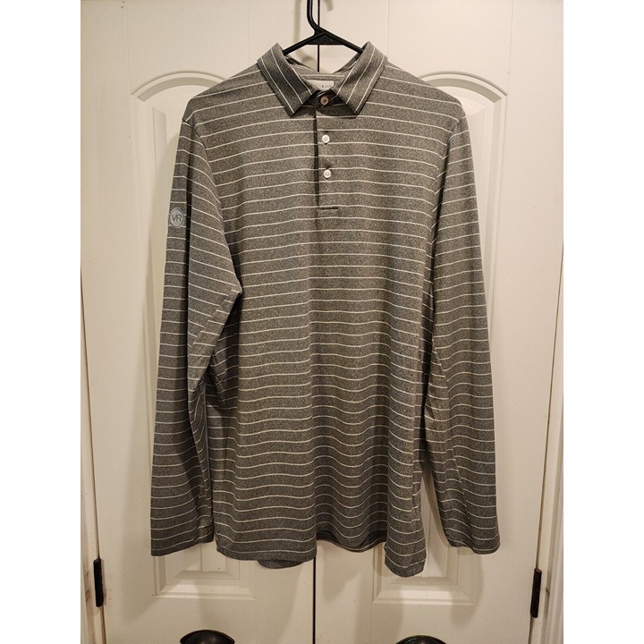 Mens Excellent KJUS Polyester Polo Golf Shirt Size 52 Large UPF 50+ Long Sleeve