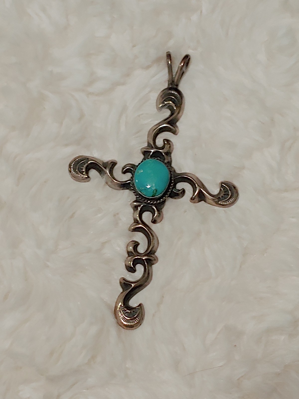 Sterling Silver and Turquoise Cross Pendant