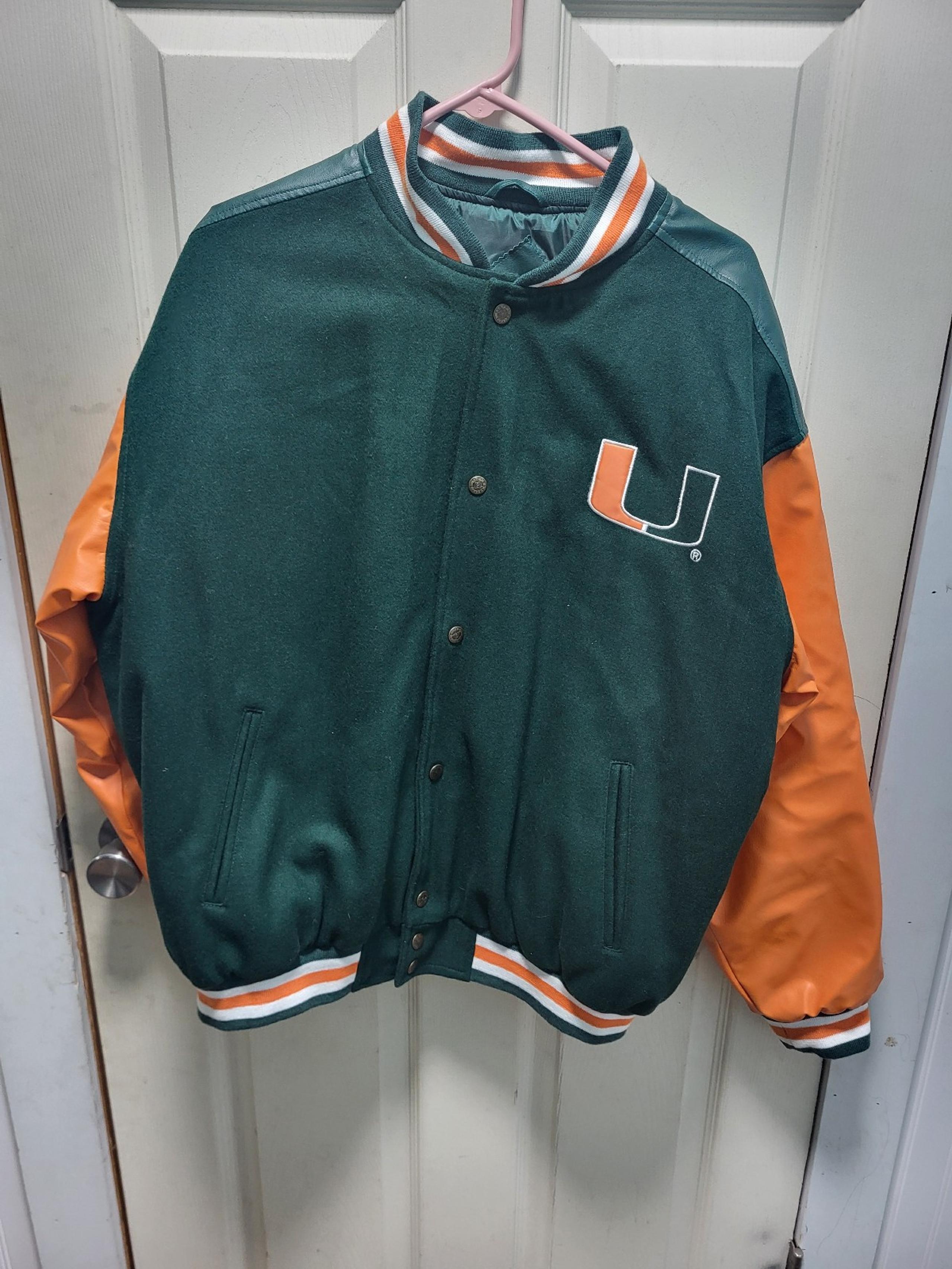 NCAA Vintage University of Miami Jacket Steve and Barry's Hurricanes Mens Large