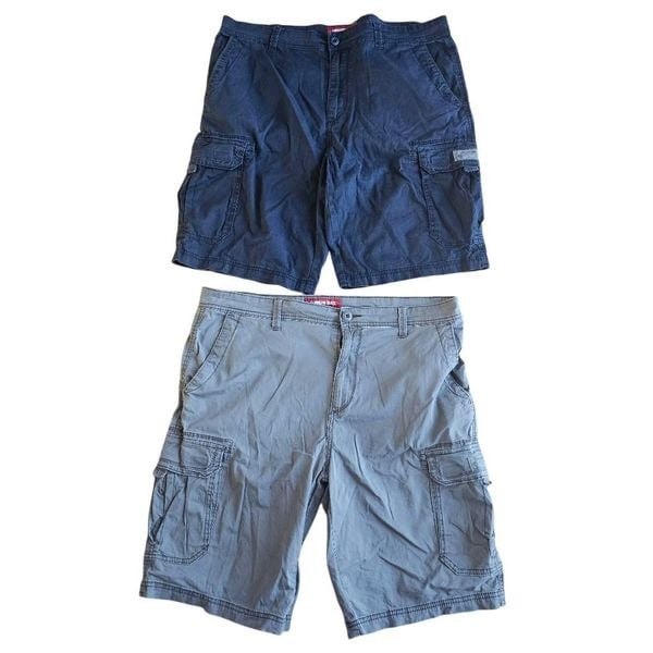 Union Bay mens Sz 38 navy and gray 2 cargo shorts bundle