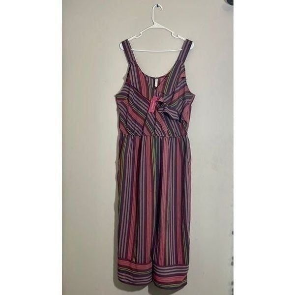 Xhilaration Women’s Strappy Ruffle Wrap Striped Cropped Jumpsuit.XXL
