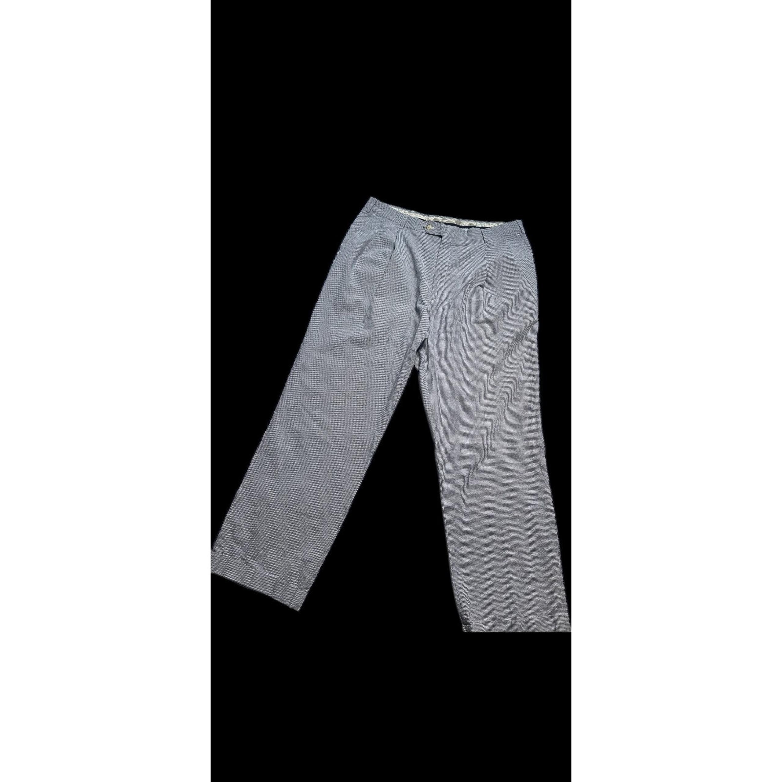 BERLE Men's 38 R Seersucker Combed Cotton Cuffed/Pleated Dress Pants