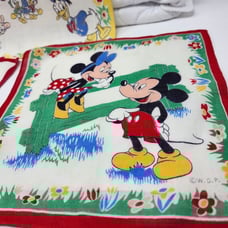 3 Vintage Disney Mickey And Minnie Mouse Handkerchief Hanky Square Mid Century 1