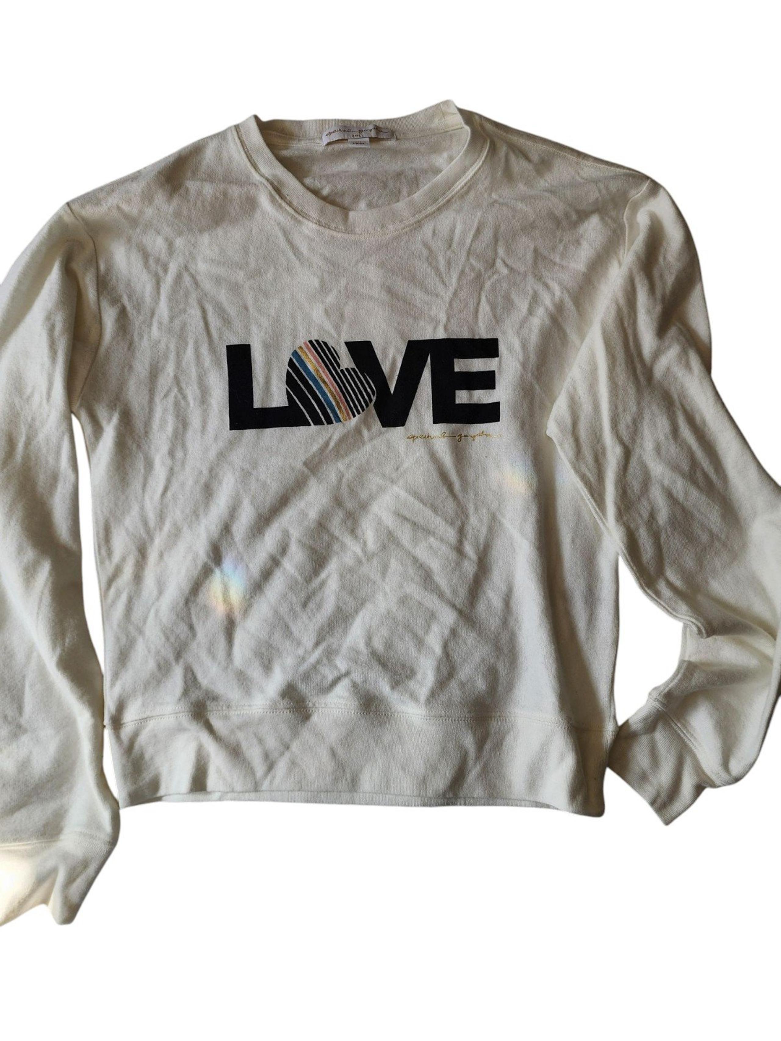 New Spiritual Gangster LOVE Sweater Sweatshirt White Crewneck size Small Womens