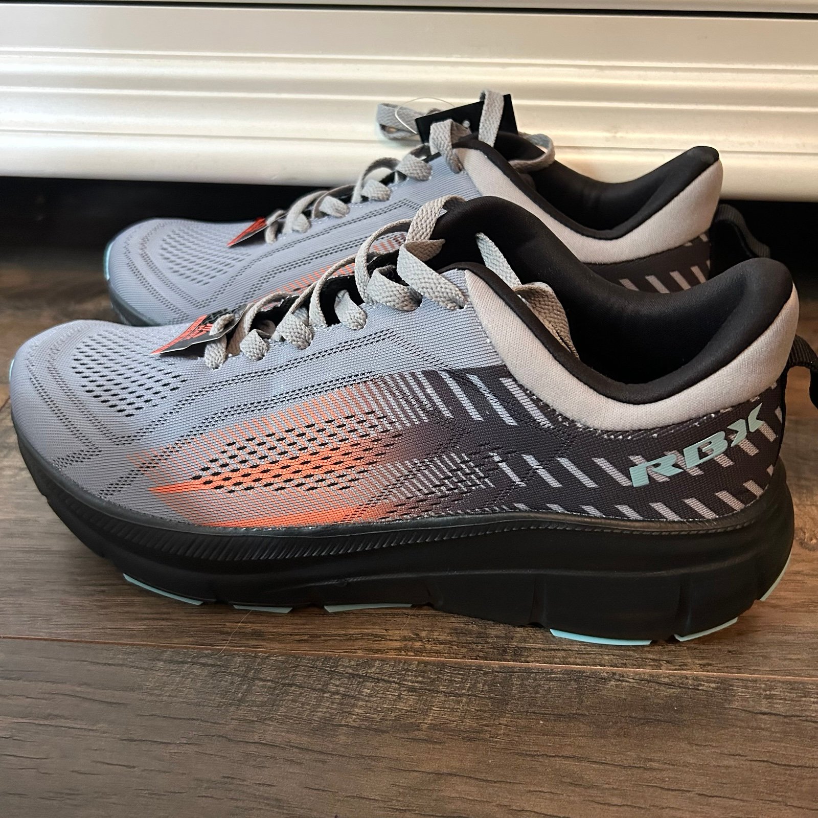 NEW Reebok RBX Athletic Gray Orange Knit Sneakers Size 10.5 WIDE Width Men