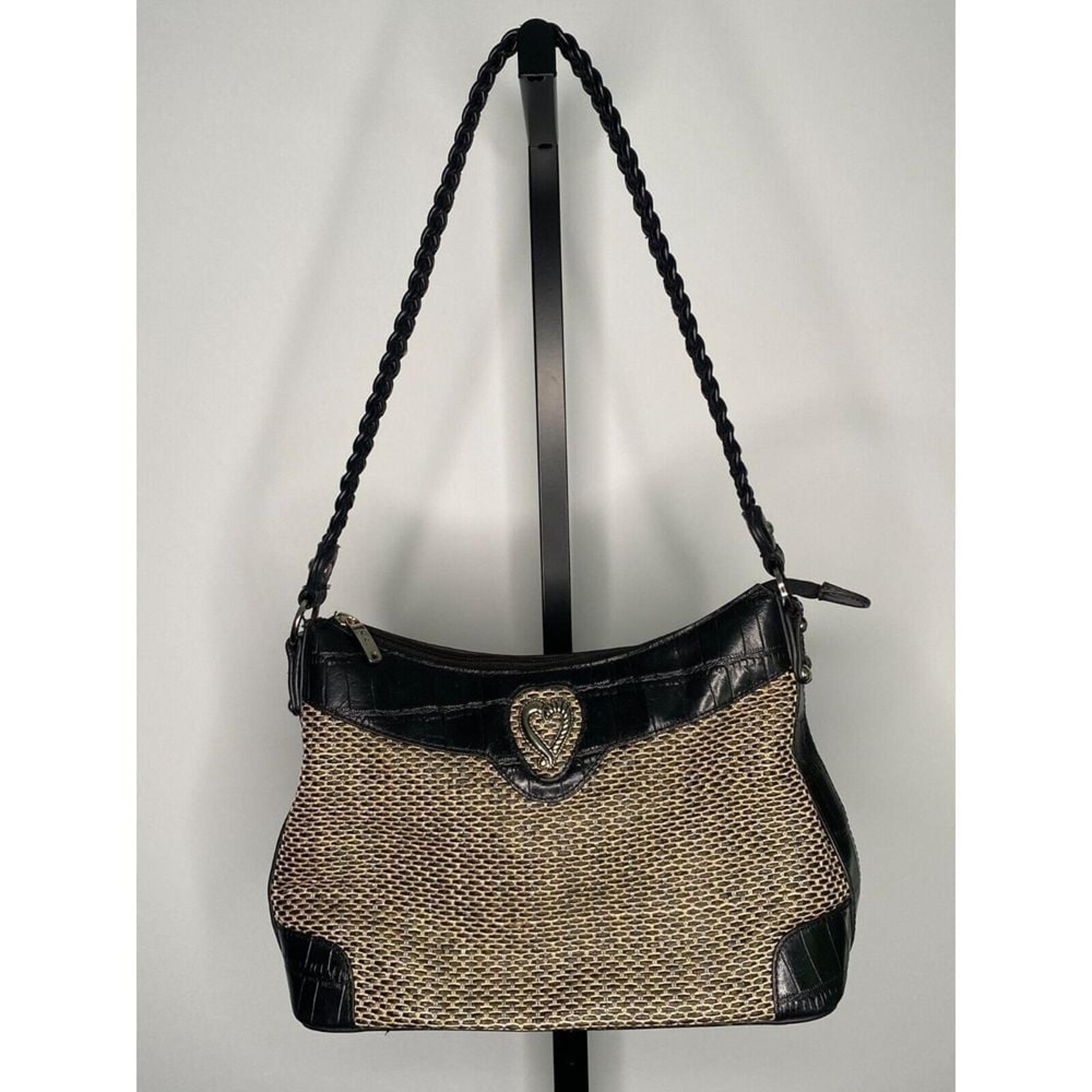 Women's MC Company woven jute and leather purse w/ silver hardware shoulder bag