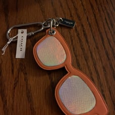 Coach Orange Leather Sunglasses Keychain