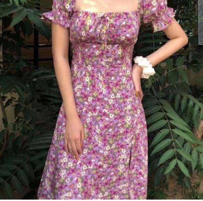 O.p.t purple floral boho 90s style cottage core dress M
