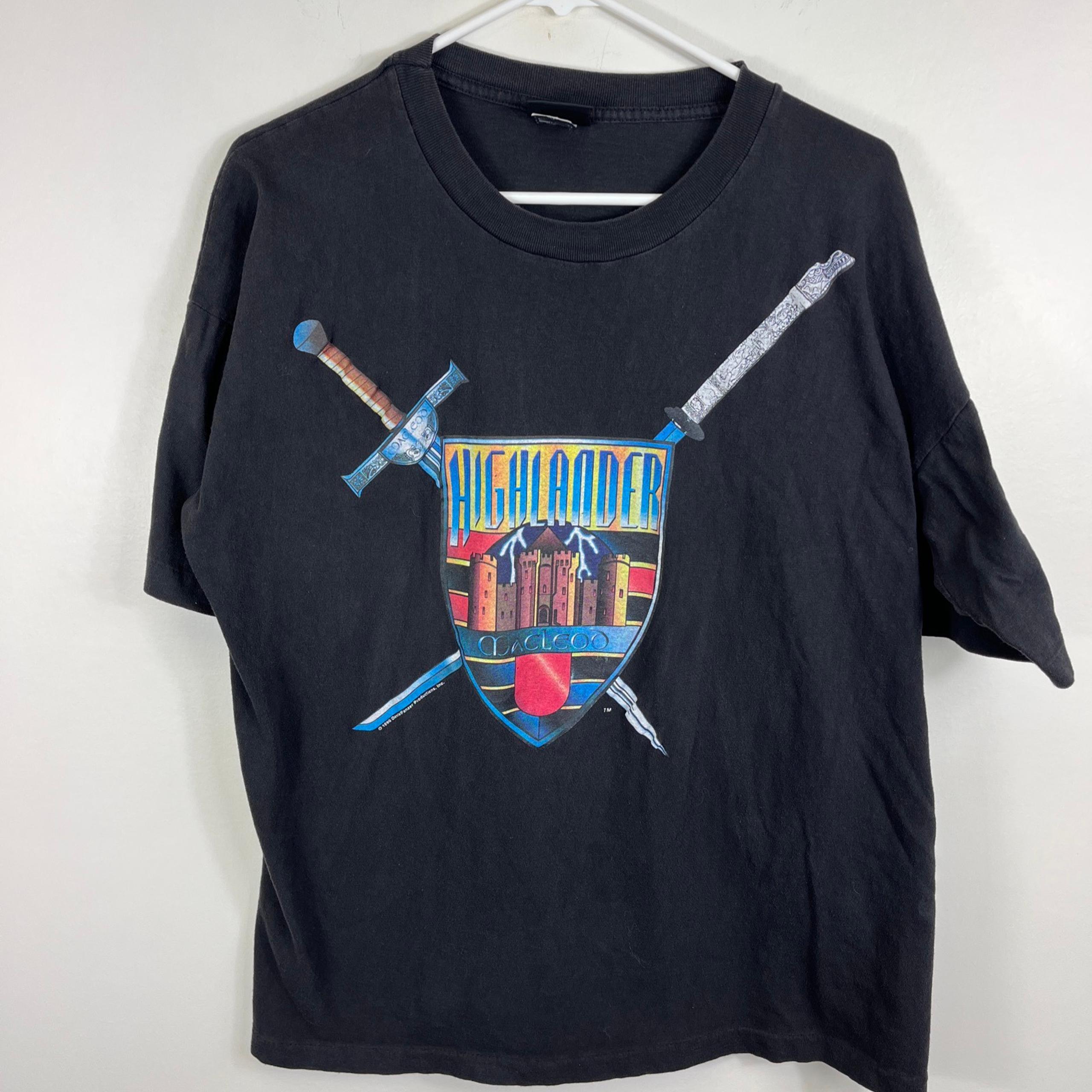 1996 Vintage Highlander TShirt There Can Only Be One Movie Tv Promo USA Fit Lrg